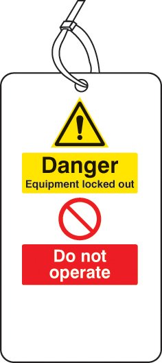 'Danger, Equip' Locked Out, Do Not Operate' Safety Tag - Image 2