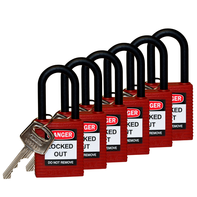 Brady-Ribbed-Body-Safety-Padlock-Red-Nylon-Shackle-PLO-813594