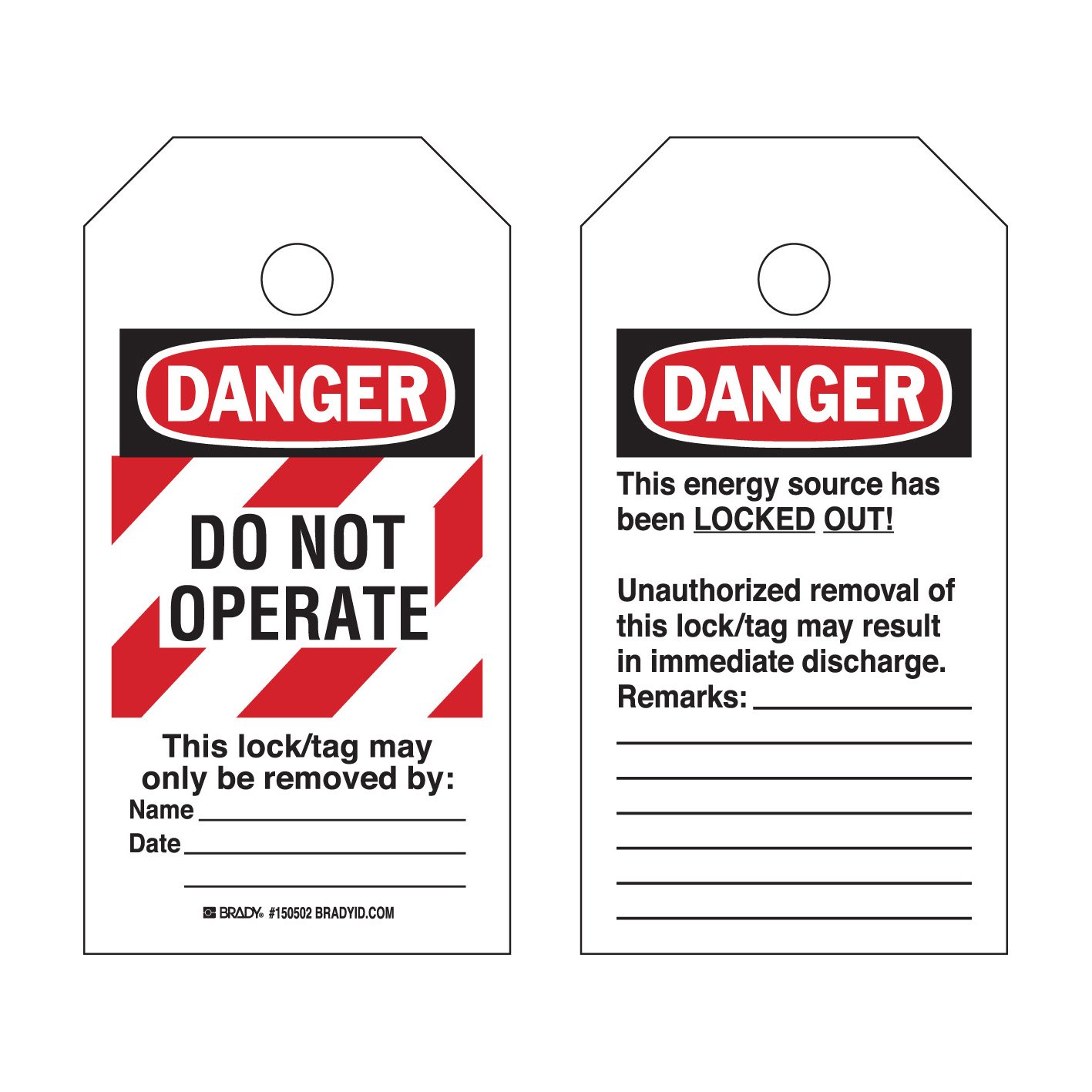 Brady RipTag Danger Tags On A Roll Striped - Total Lockout